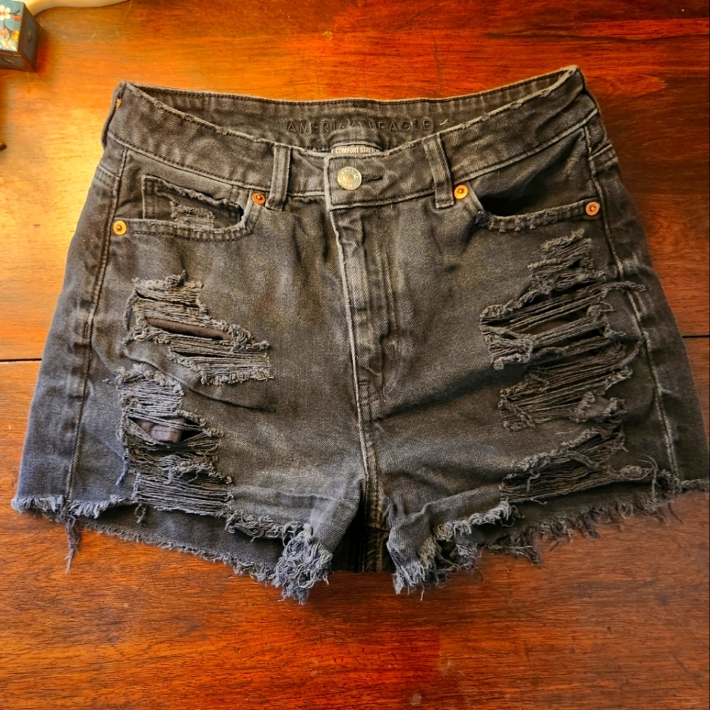 American Eagle Distressd Black Jean Shorts Size 4